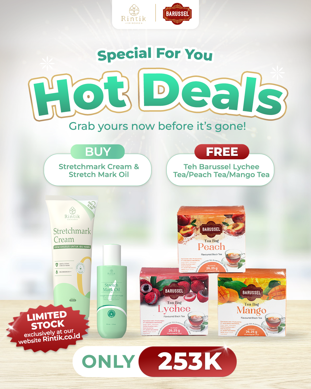 Rintik X Teh Barussel - Buy Strechmark Series FREE Teh Barussel Product
