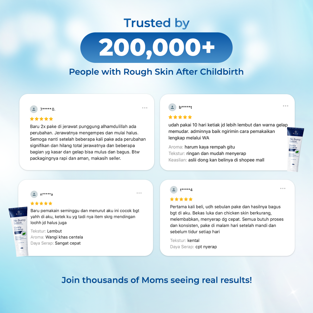 Rintik No Bump Lotion — Body Exfoliating Lotion untuk Kulit Tubuh Kasar, Bruntusan, Chicken Skin & Back Acne Setelah Melahirkan - Image 7